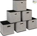 Household Essentials Fabric Storage Bins 6 Piece Set, Houndstooth White and by HouseholdEssentials