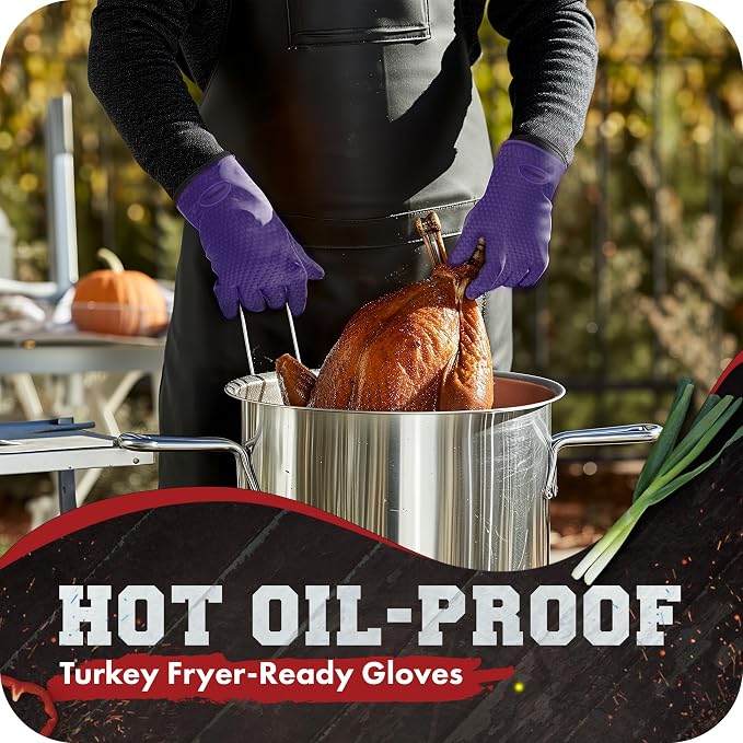 KITCHEN PERFECTION Silicone Smoker Oven Gloves -Extreme Heat Resistant BBQ - Image 5
