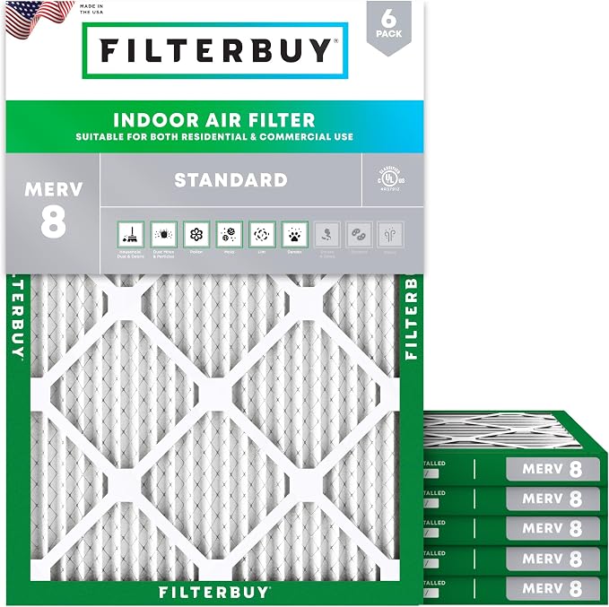 Filterbuy 16x21x1 Air Filter MERV 8 Dust Defense Replacement, Electrostatic by Filterbuy
