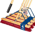 4 Pack Bundle- 24" Soft Sweep Indoor Push Broom by USABroom-HighQuality