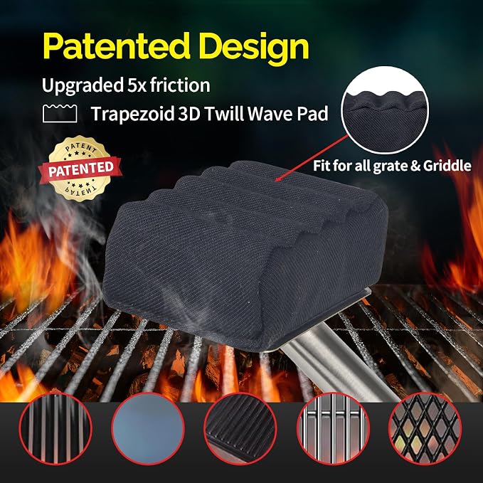 Grill Brush Bristle Free, Upgraded Aramid Fiber Wavy Pad Perfect - Image 4