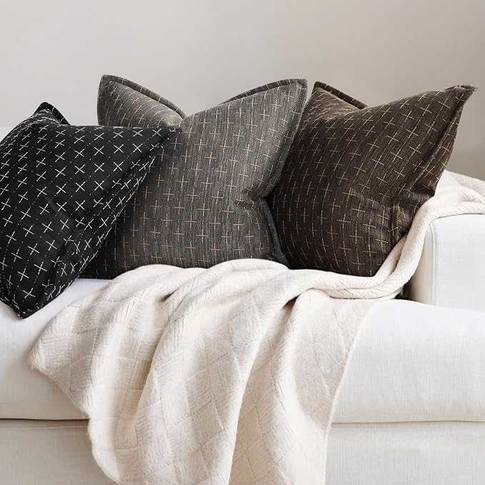 ZWJD Pillow Covers 24x24 Set of 2 Soft Polyester Textured Pillow Covers - Image 4