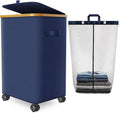 Laundry Hamper with Wheels, 20 Gal Laundry Basket with lid Rolling Clothes by Wuevu