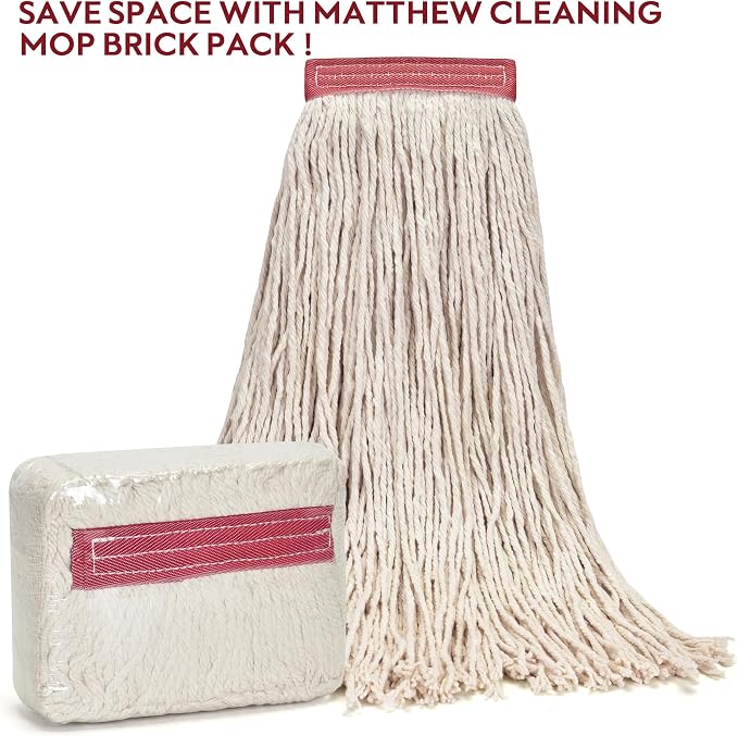MATTHEW CLEANING 16oz 12Pack Cotton Mop Head Replacement, Cotton Looped-Open - Image 3
