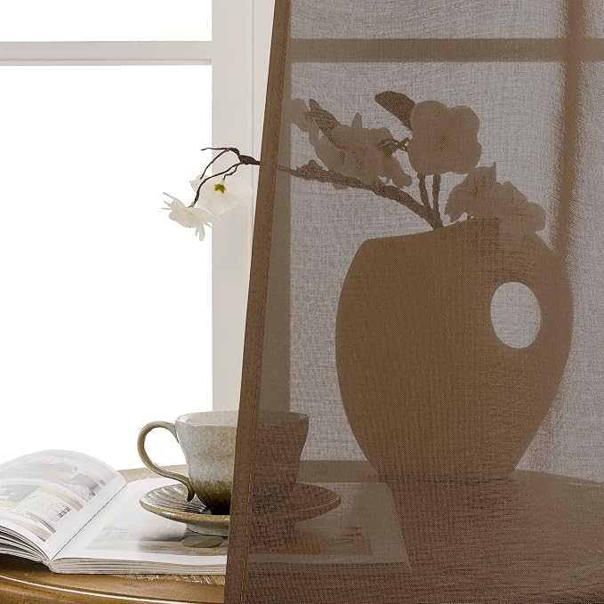 Tollpiz Short Sheer Door Curtains Closet Linen Textured Curtains Sheer Doorway - Image 9