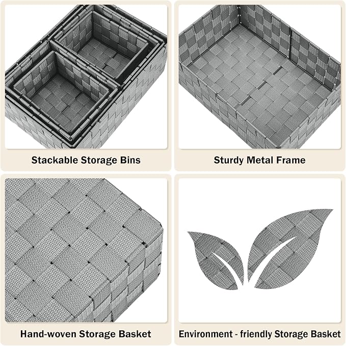 Woven Storage Baskets, Storage Bins, Cube Basket Container Baskets Storage - Image 4