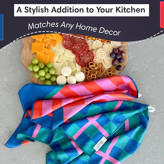 2 Double Sided Microfiber Hand Towels, 17x27 Inches Waffle Design Kitchen - Image 5