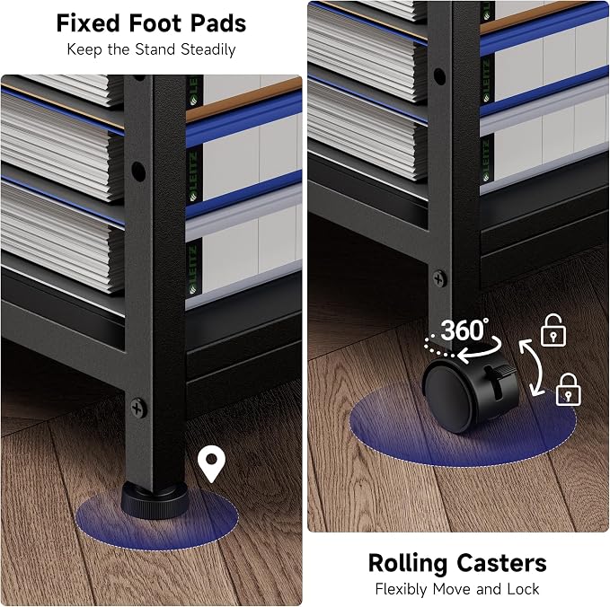 Printer Stand, Heavy Duty Sturdy 3-Tier Rolling Cart - Image 7
