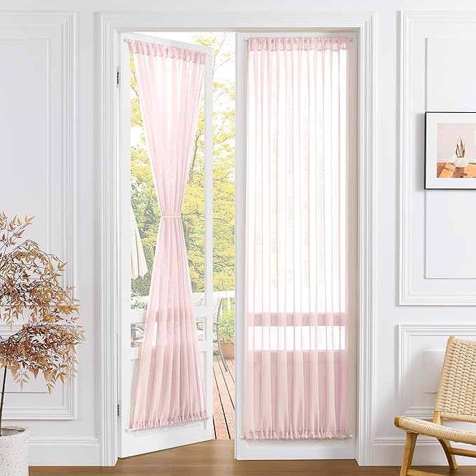 Tollpiz Sheer Door Curtain Closet Linen Textured Curtains Sheer Doorway Light by Tollpiz