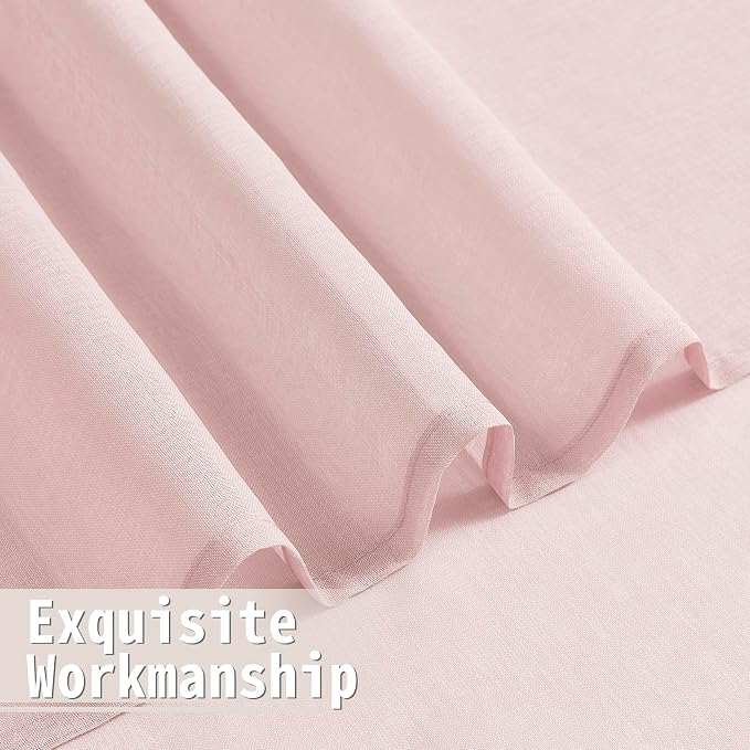 Tollpiz Sheer Door Curtain Closet Linen Textured Curtains Sheer Doorway Light - Image 8