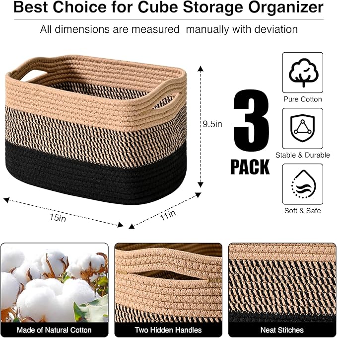 Storage Baskets for Organizing Shelves, Decorative Baskets for Storage - Image 3