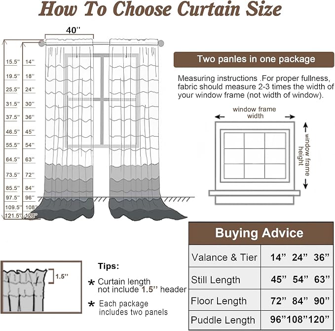 Chyhomenyc Ivory Sheer Curtains 108 Inch Long 2 Panels Set, Light Filtering - Image 5