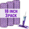 18 inch Mop Pads Refills, 3 Pack Microfiber Reusable Replacement Mop Pads Flat by PANDAGRIP