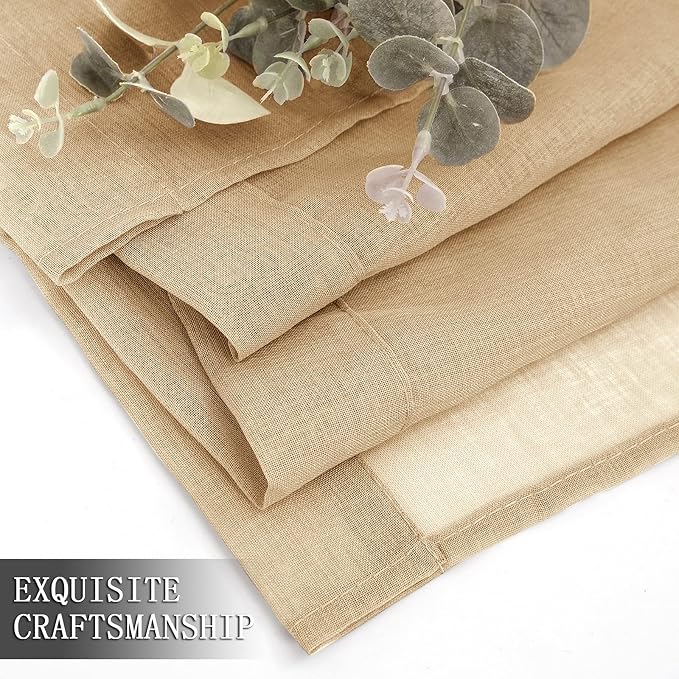 Tollpiz Sheer Curtains Living Room Linen Textured Curtain Sheers Light - Image 7