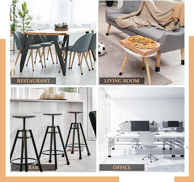 1-1/2” Round Rubber Chair Leg Tips Caps, Chair Leg Floor Protectors, Non-Slip - Image 4