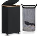 efluky Laundry Basket with Wheels, Tall Rolling Laundry Hamper with Lid and by efluky