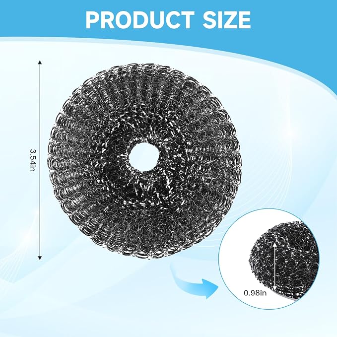 6 Pcs Steel Wool Scrubber, Stainless Steel Scrubber - Image 2