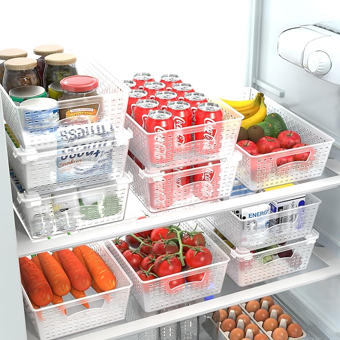 Simple Houseware Stackable Plastic Woven Basket Organizer, 6 Pack, 14.5" x 8.5" - Image 2