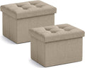 Ornavo Home Small Storage Ottoman, Foldable Collapsible Rectangle Linen Ottoman by OrnavoHome