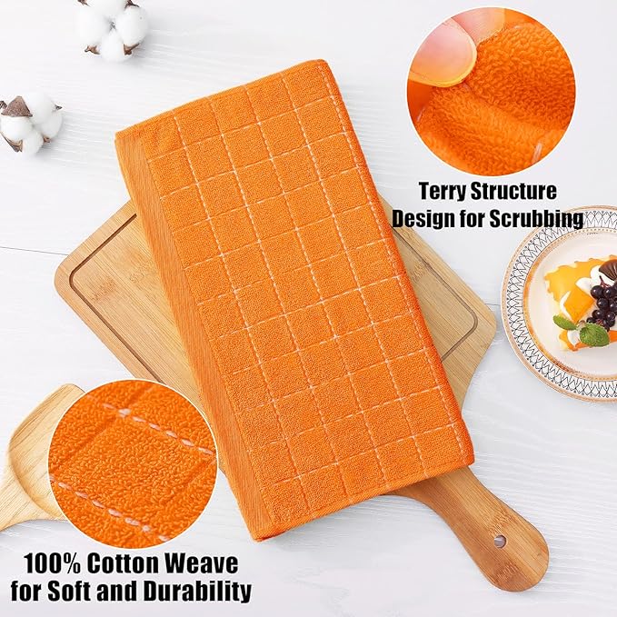 Homaxy 100% Cotton Terry Kitchen Dish Cloths, Ultra Soft and Absorbent Dish - Image 2
