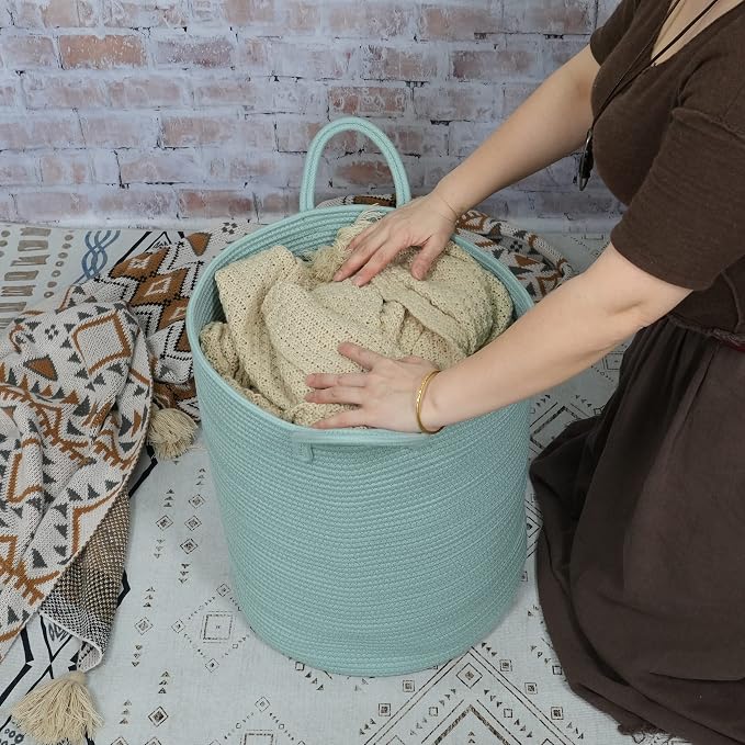 Cotton Rope Laundry Basket Hamper - Image 3