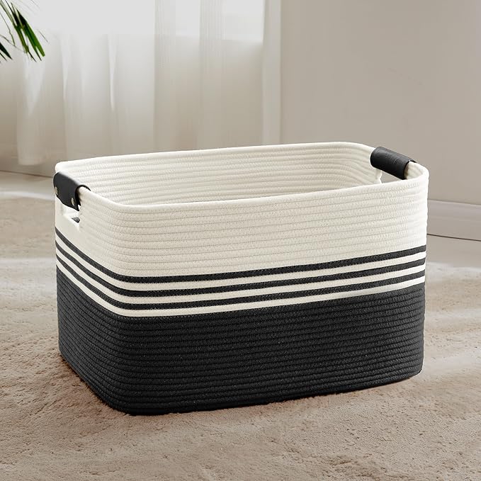 72L Large Laundry Basket with Leather Handles by ELEVATEDELEGANCETIMELESSSTYLE