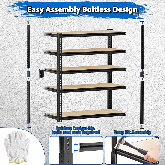 Garage Shelving, Storage Shelves Heavy Duty 2000 LBS Capacity, 5 Tier - Image 6