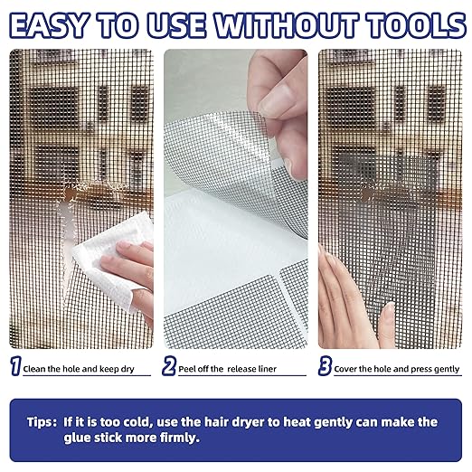 KING MOUNTAIN 20 Sheets Black Window Screen Patches, 44 in Repair Kit - Image 5