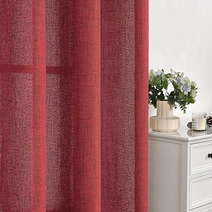 YoungsTex Red Linen Curtains 54 Inch Length - Image 9