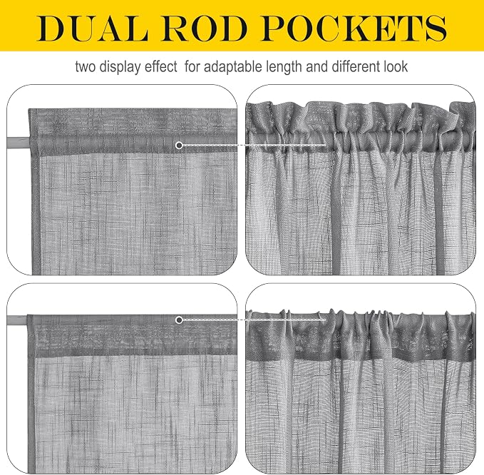 NICETOWN Door Curtains for Sliding Glass French Door, Farmhouse Linen Cutains - Image 3