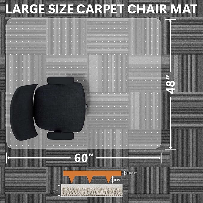 Large Chair Mat for Carpet, Easy Glide Plastic Carpet Floor Protector Mat for - Image 2