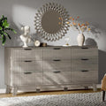 Fluted Dresser with 9 Drawers, Wooden Dresser TV Stand, Wood Closet Clothes by Xixini