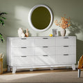 Fluted Dresser with 9 Drawers, Wooden Dresser TV Stand, Wood Closet Clothes by Xixini
