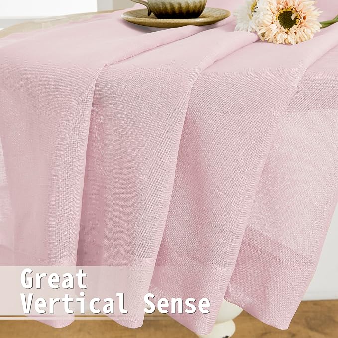 Tollpiz Short Sheer Door Curtains Closet Linen Textured Curtains Sheer Doorway - Image 6
