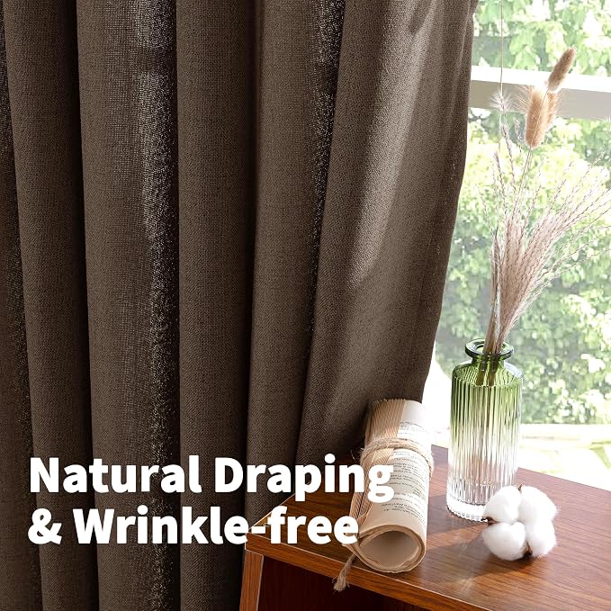 YoungsTex Brown Linen Curtains 78 Inch Length - Image 5