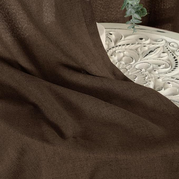 YoungsTex Brown Linen Curtains for Living Room 63 Inches Long, Chocolate Semi - Image 8