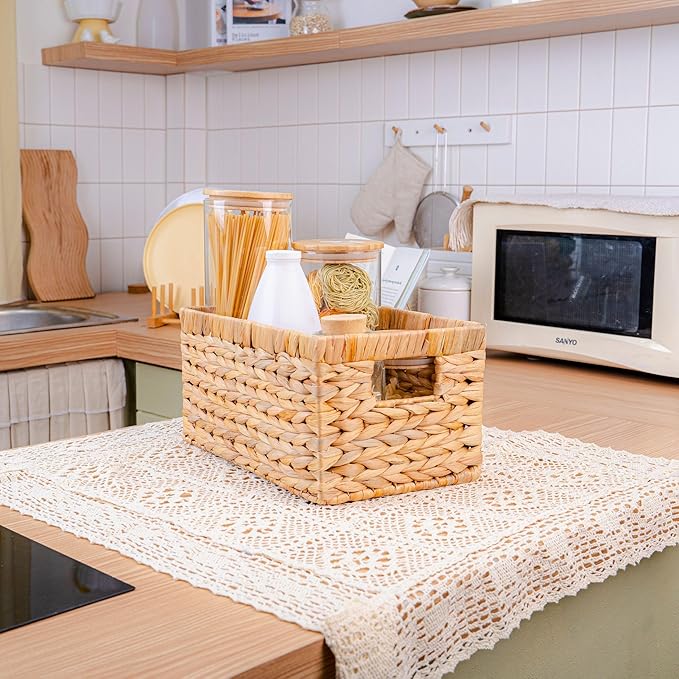 Set of 6 Wicker Storage Basket, Water Hyacinth Storage Baskets, Wicker Storage - Image 4