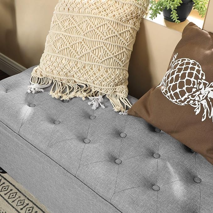 SONGMICS Storage Ottoman, Storage Bench, Tufted Entryway Bedroom Bench - Image 5