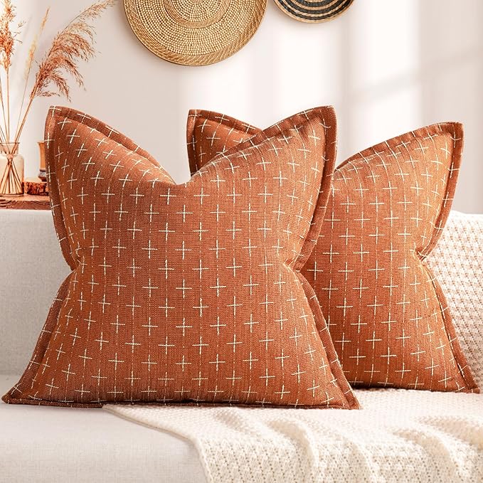ZWJD Pillow Covers 24x24 Set of 2 Soft Fall Decor Polyester Textured Pillow by ZWJD