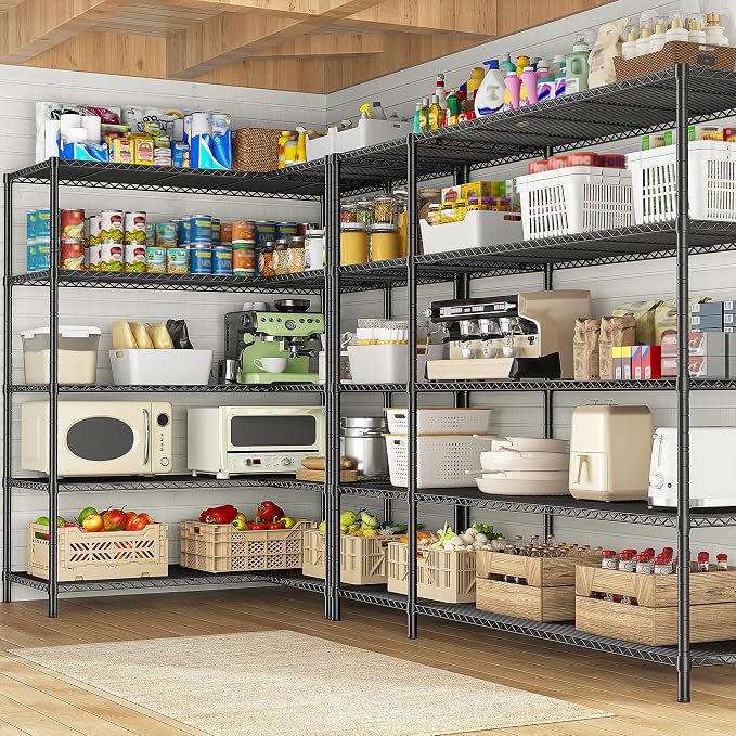 52.36" W Storage Shelves Metal Shelving Unit Load 1400LBS 5 Tier Wire Rack - Image 2