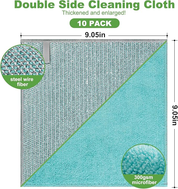 10counts Non Scratch Wire Dishcloth Multipurpose Wire Dishwashing Rag - Image 2