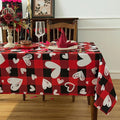 Red Waterproof Plaid Valentines’ Day Tablecloth Fabric by Essifunia