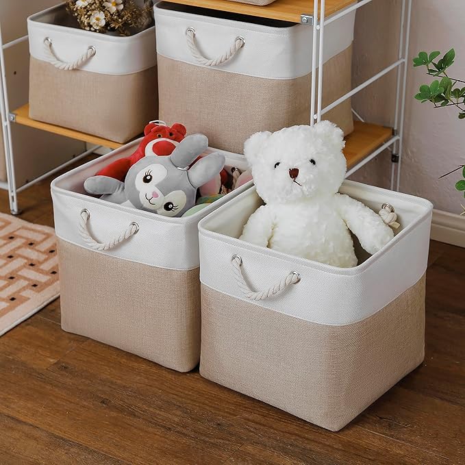 13 x 13 Inch Cube Storage Bins, 4 Pack Large Collapsible Fabric Storage Bin - Image 3
