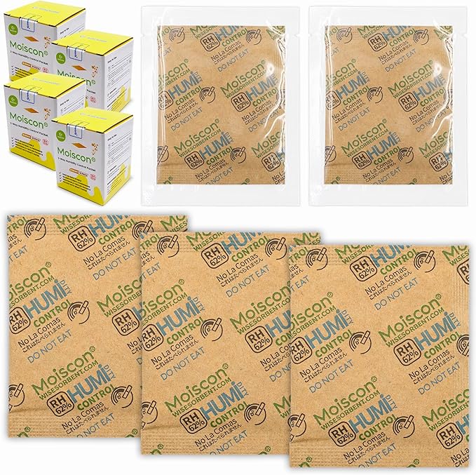 60 Pack 62% RH 8 Gram Two-Way Humidity Control Packs by Wisesorb