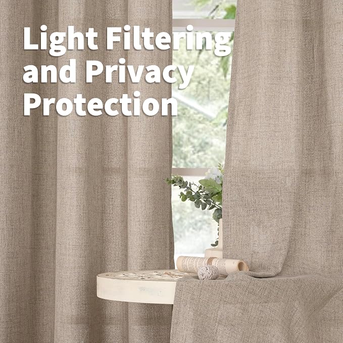 YoungsTex Dark Oatmeal Linen Curtains 54 Inch Length - Image 3
