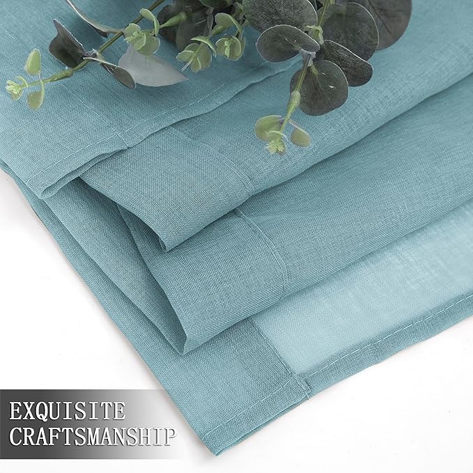 Tollpiz Short Sheer Curtain Living Room Linen Textured Curtains Sheer Light - Image 7