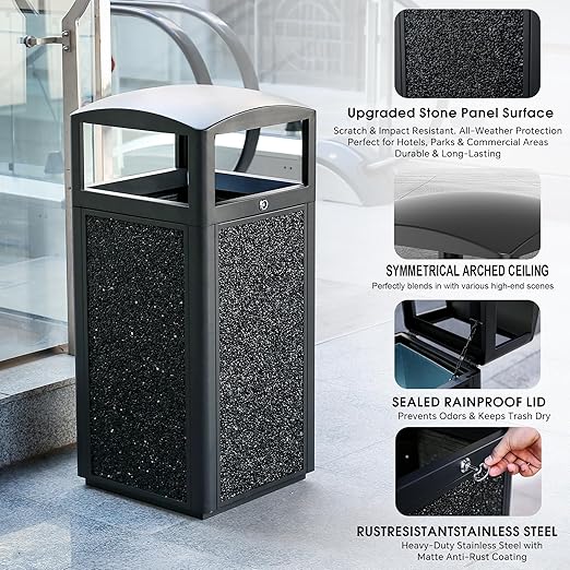 Commercial Metal Outdoor Trash Can - Image 3