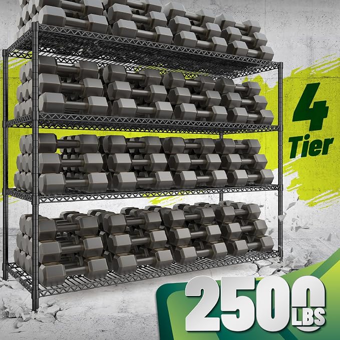 68.1"W Storage Shelves 2500LBS Wire Shelving Unit, Garage Shelving Heavy Duty - Image 4