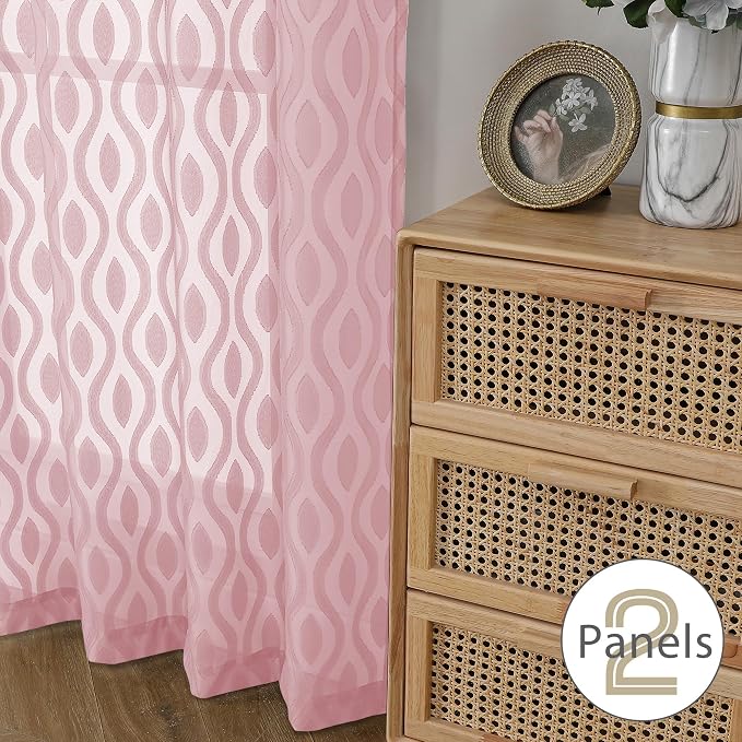 Aiyufeng Blush Pink Curtains Tiers 36 Inch Length 2 Panels Set, Airy - Image 6