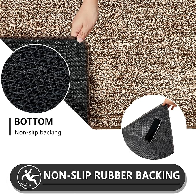 REFETONE Coffee/Brown Doormat, Indoor Non Slip Absorbent Rug - Image 5